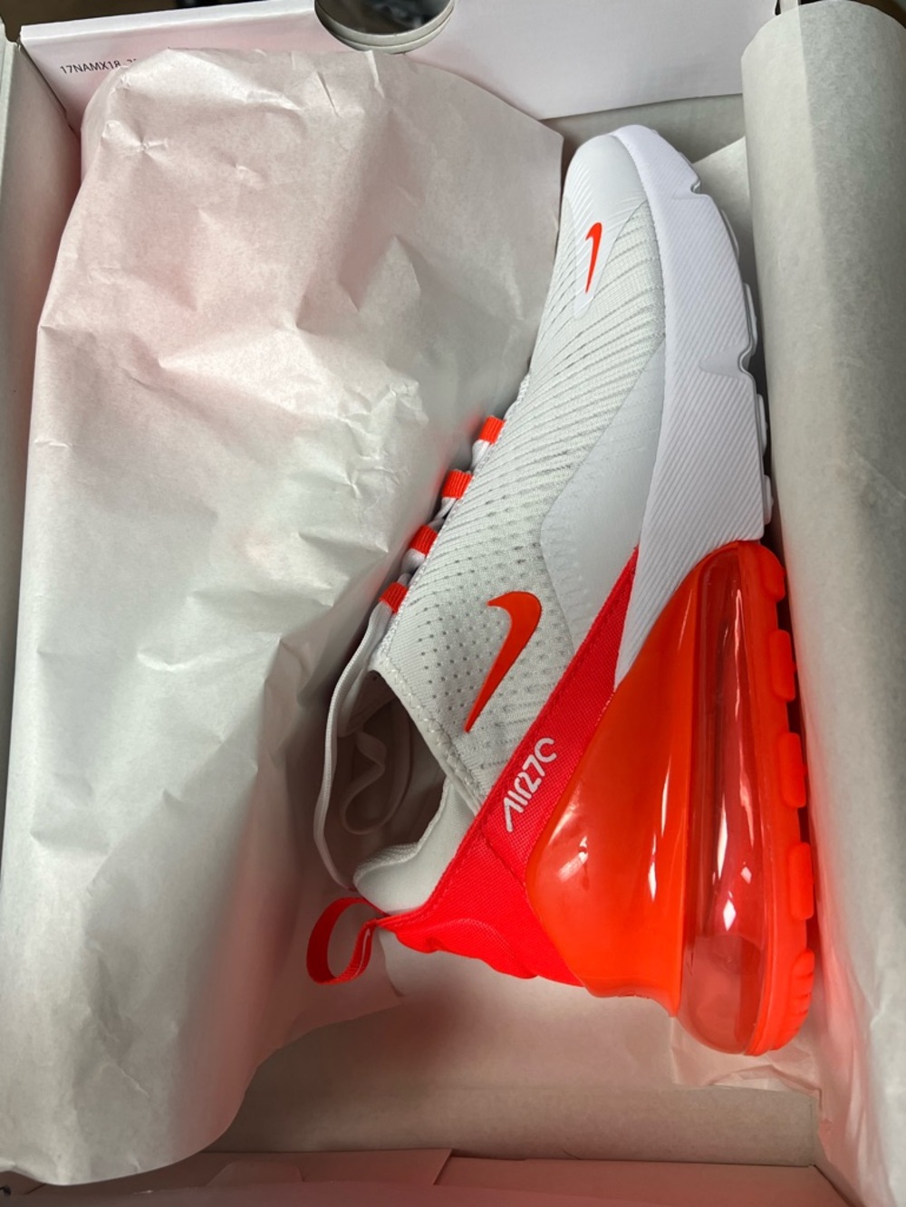 Nike Air Max 270 White with Bright Crimson Accents